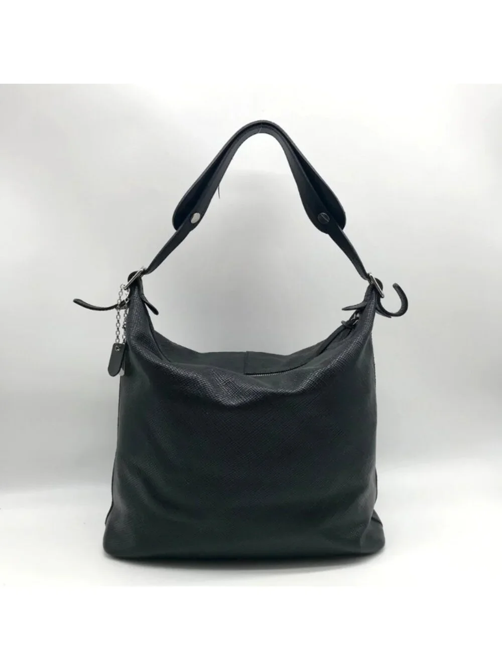 Longchamp Black Leather Hobo Bag
